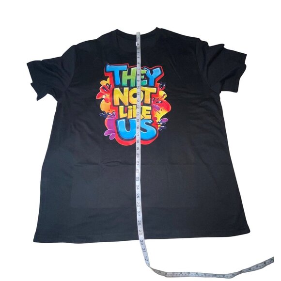 They Not Like Us Black T-Shirt XL Colorful Graphic Short Sleeve Cotton Crewneck - Picture 3 of 5